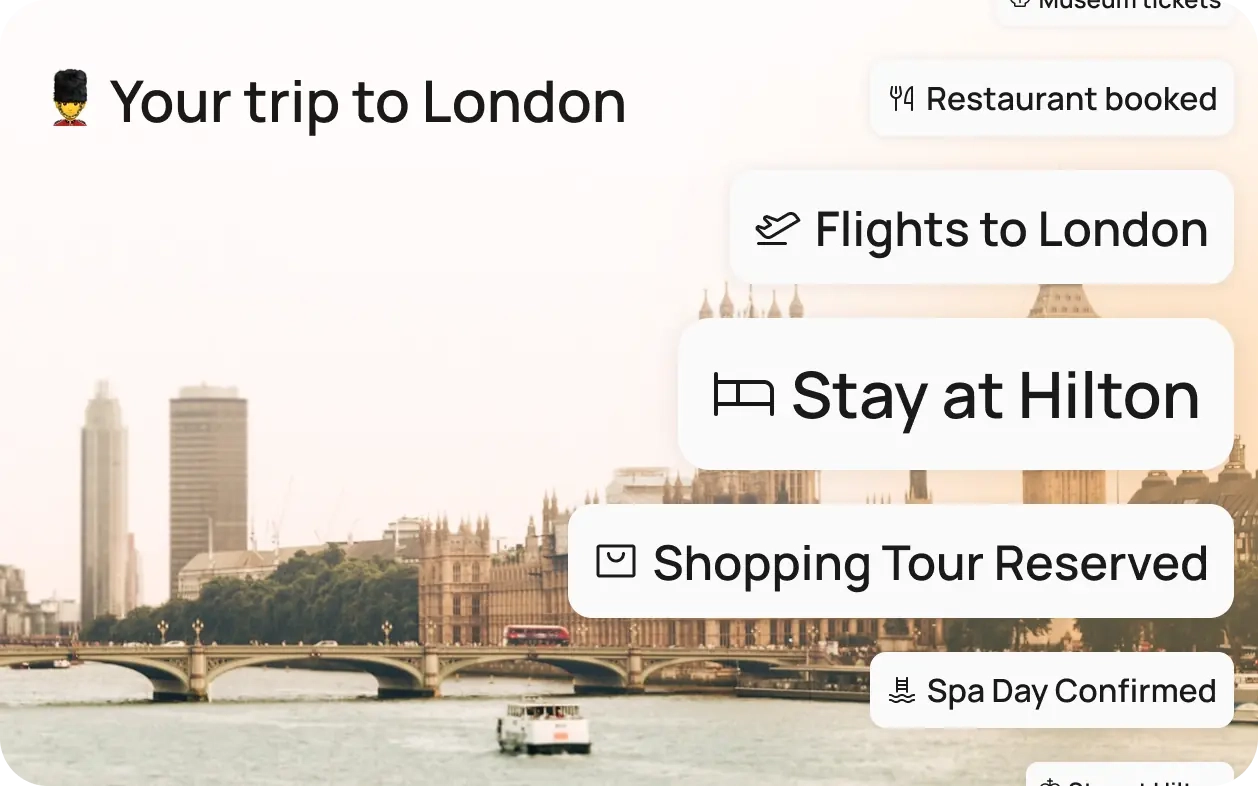 Forget digging through emails. All your plans, bookings, budget and itinerary live in one simple view.