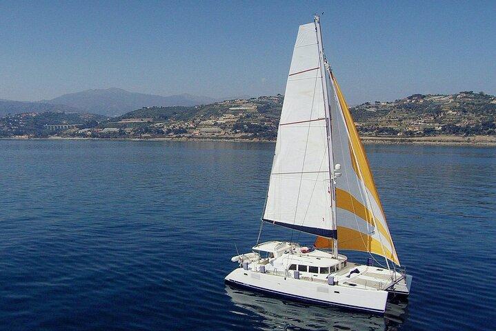 Day trip on a sailing catamaran in Sardinia