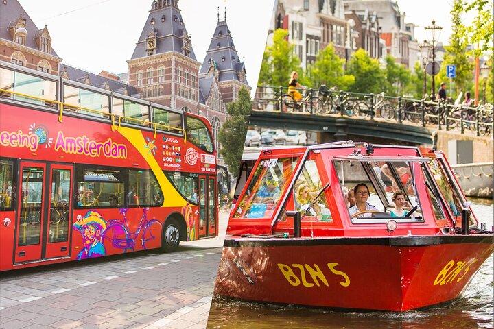 Amsterdam Hop-On Hop-Off 24h or 48h Bus and Boat Option