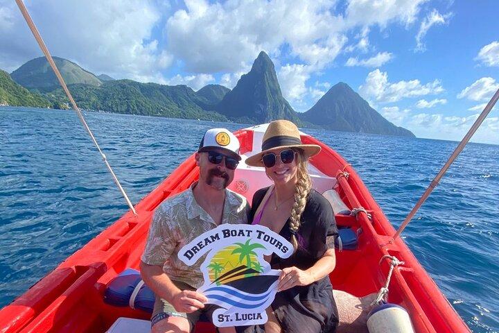 Private Boat Charter St. Lucia, boat tour to Soufriere. Full day