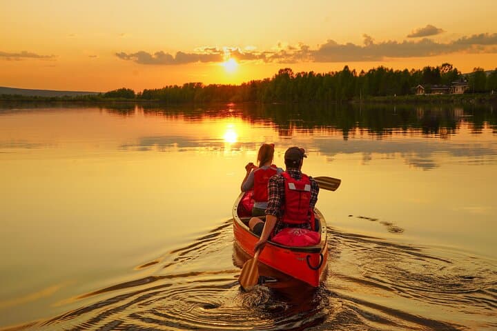 Canoe Tour under the Midnight Sun & Sunset from Rovaniemi