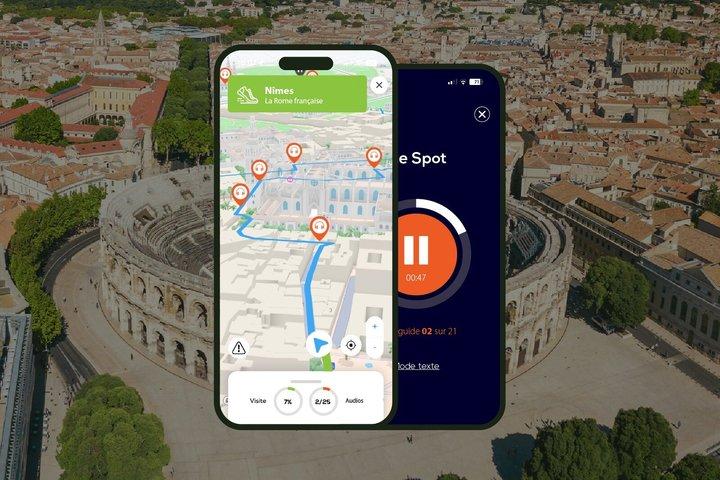 Nîmes Audio guided walking tour 1h10 and 18 audio comments