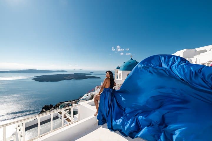 Santorini Flying Dress Experience with Hotel Pick up And Drop Off