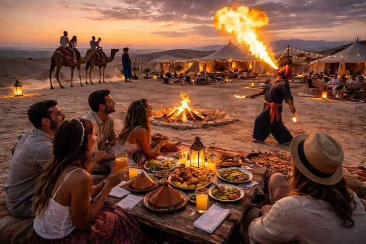 Agafay Desert Camel Ride Sunset Dinner and Live Moroccan Show