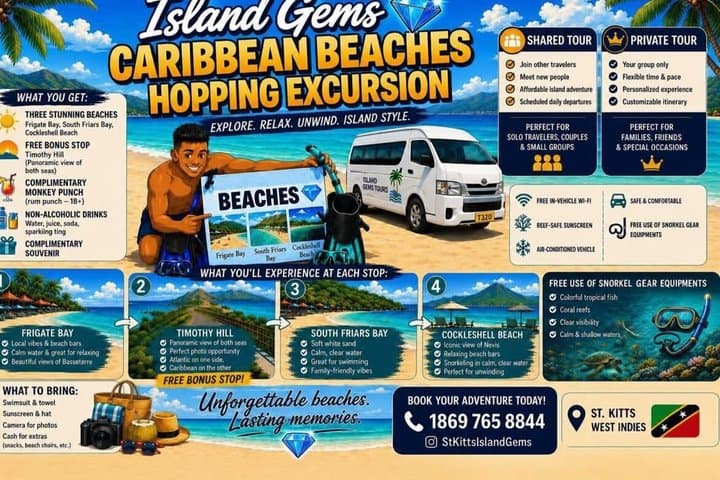 St. Kitts: Best of Beaches Beach Hopping Tour"