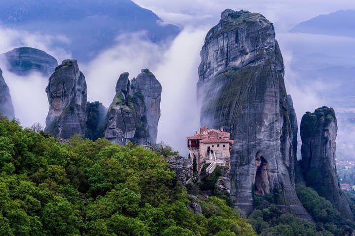 Athens: Meteora Monasteries, Caves & Coastal Stopovers with Lunch