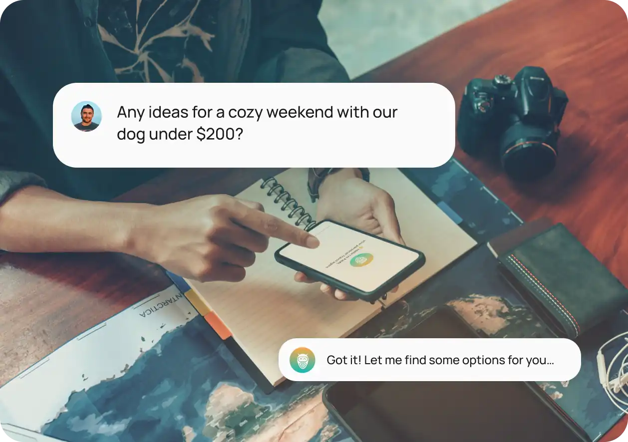 Say hi to TravelPal, your new travel assistant. Tell it your destination, budget, or vibe you’re going for.